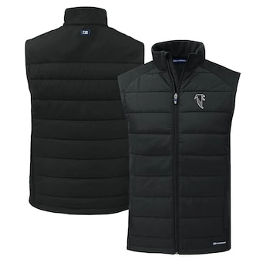 Men's Cutter & Buck Black Atlanta Falcons Throwback Evoke Hybrid Eco Softshell Recycled Full-Zip Vest