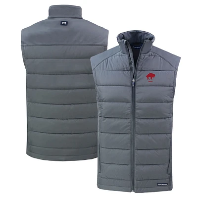 Men's Cutter & Buck Gray Buffalo Bills Throwback Evoke Hybrid Eco Softshell Recycled Full-Zip Vest