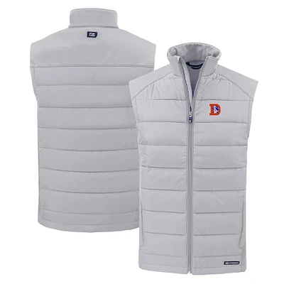 Men's Cutter & Buck Gray Denver Broncos Throwback Evoke Hybrid Eco Softshell Recycled Full-Zip Vest