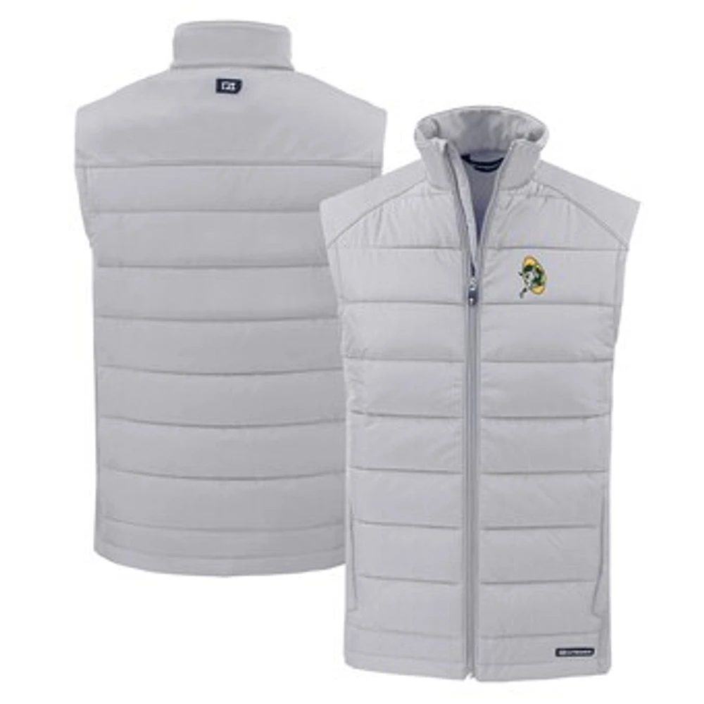Men's Cutter & Buck Green Bay Packers Throwback Evoke Hybrid Eco Softshell Recycled Full-Zip Vest