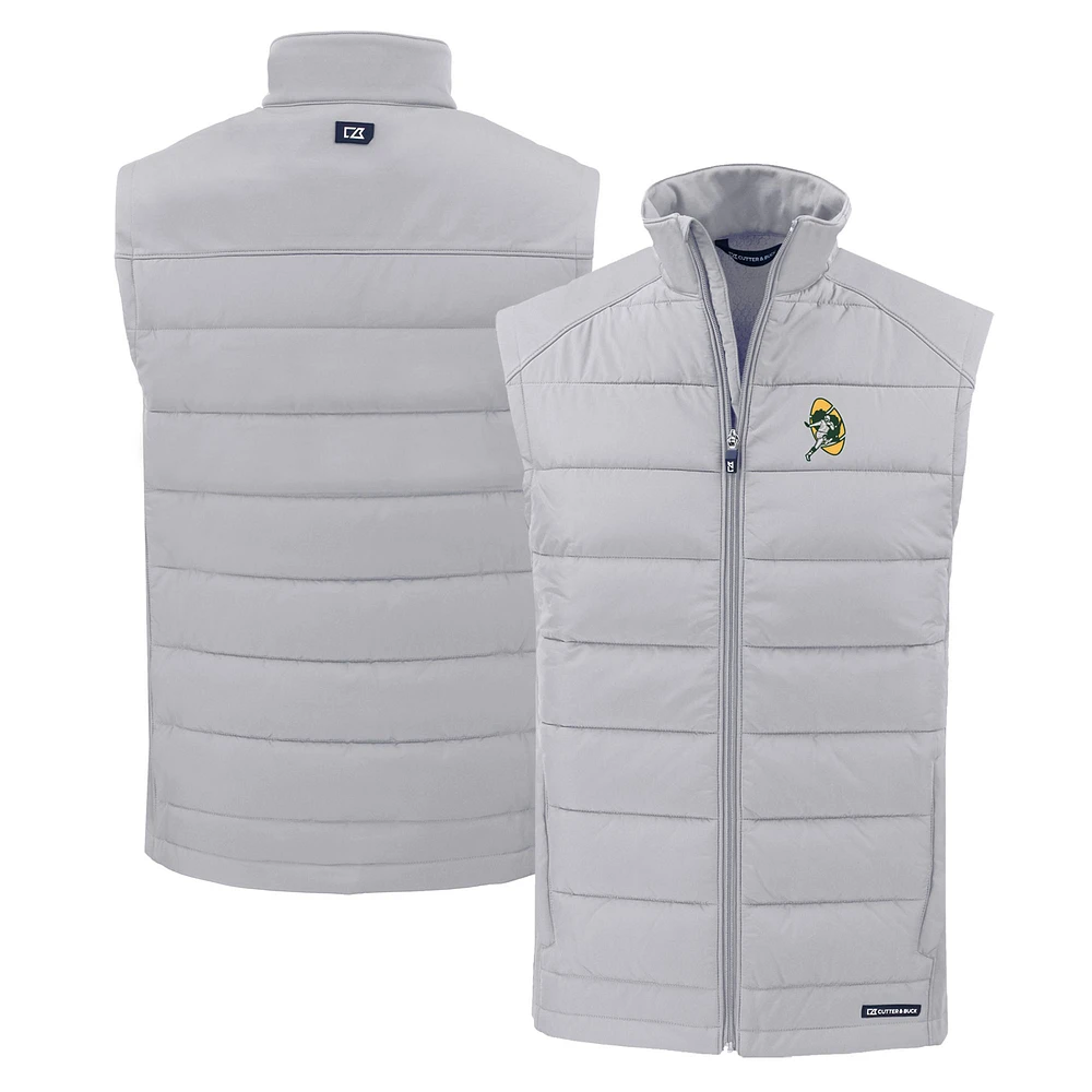 Men's Cutter & Buck Green Bay Packers Throwback Evoke Hybrid Eco Softshell Recycled Full-Zip Vest