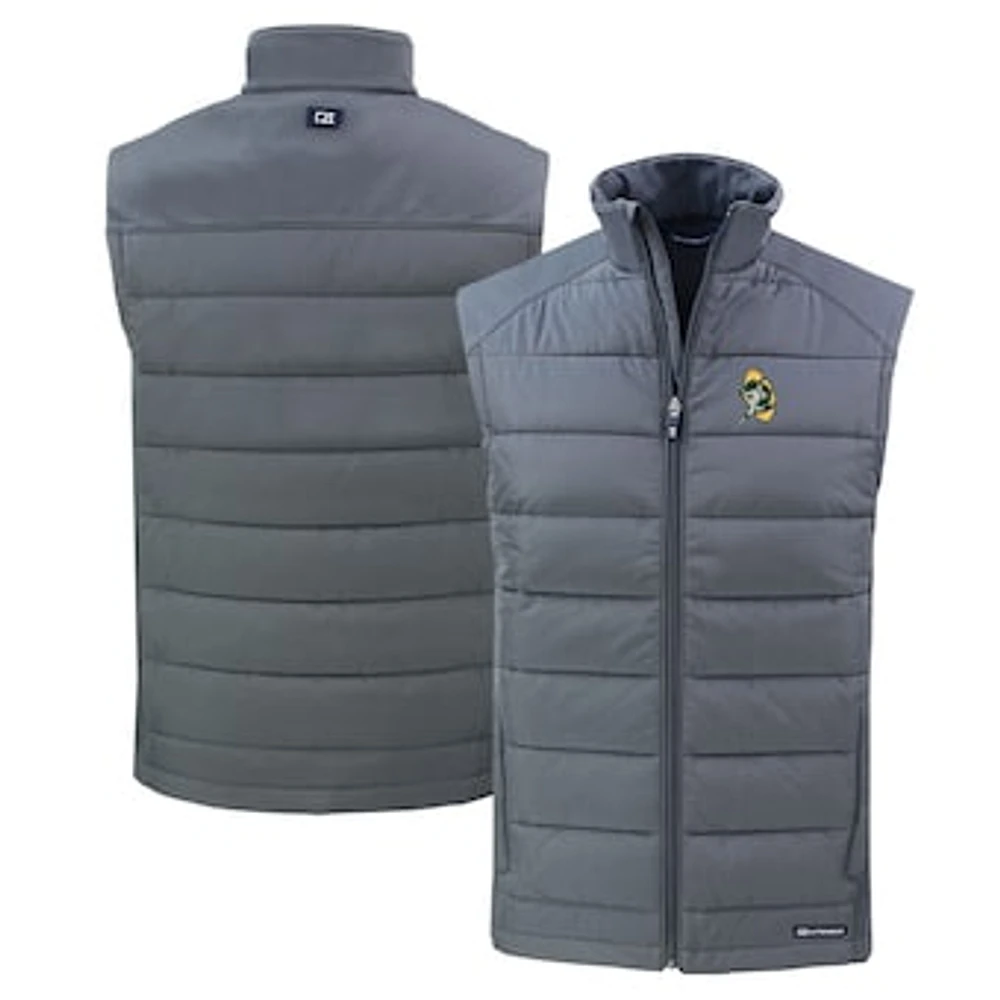 Men's Cutter & Buck Green Bay Packers Throwback Evoke Hybrid Eco Softshell Recycled Full-Zip Vest
