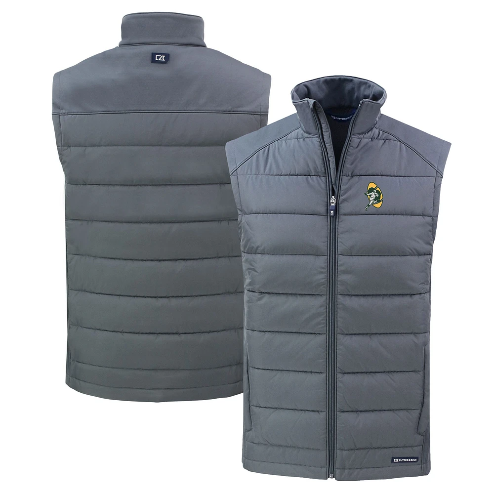 Men's Cutter & Buck Green Bay Packers Throwback Evoke Hybrid Eco Softshell Recycled Full-Zip Vest