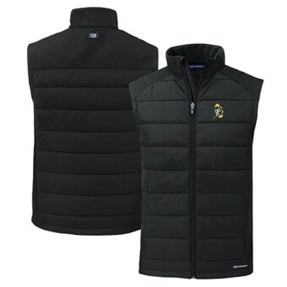 Men's Cutter & Buck Green Bay Packers Throwback Evoke Hybrid Eco Softshell Recycled Full-Zip Vest