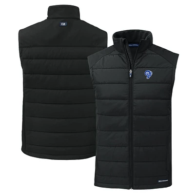 Men's Cutter & Buck Black Los Angeles Rams Throwback Evoke Hybrid Eco Softshell Recycled Full-Zip Vest