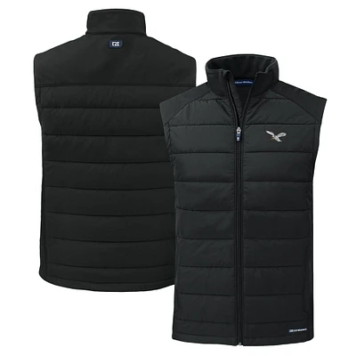 Men's Cutter & Buck Philadelphia Eagles Throwback Evoke Hybrid Eco Softshell Recycled Full-Zip Vest