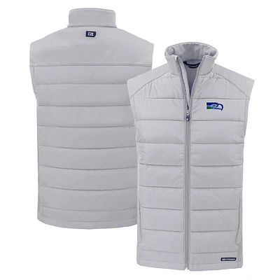 Men's Cutter & Buck Gray Seattle Seahawks Throwback Evoke Hybrid Eco Softshell Recycled Full-Zip Vest