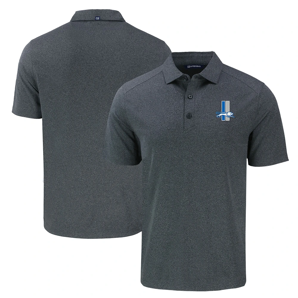 Men's Cutter & Buck Heather Black Detroit Lions Throwback Forge Eco Stretch Recycled Polo