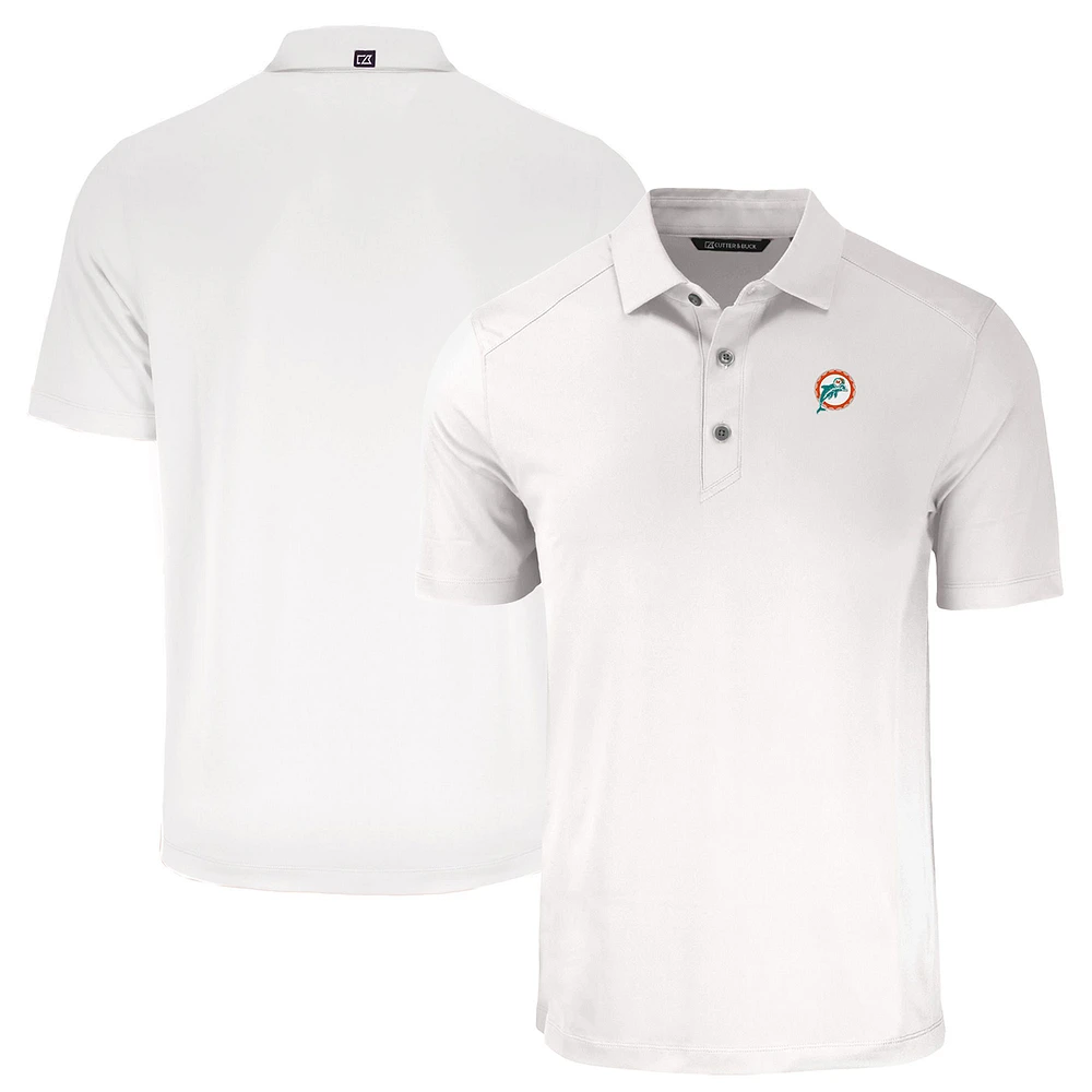 Men's Cutter & Buck White Miami Dolphins Throwback Forge Eco Stretch Recycled Polo