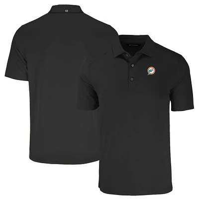 Men's Cutter & Buck Black Miami Dolphins Throwback Forge Eco Stretch Recycled Polo