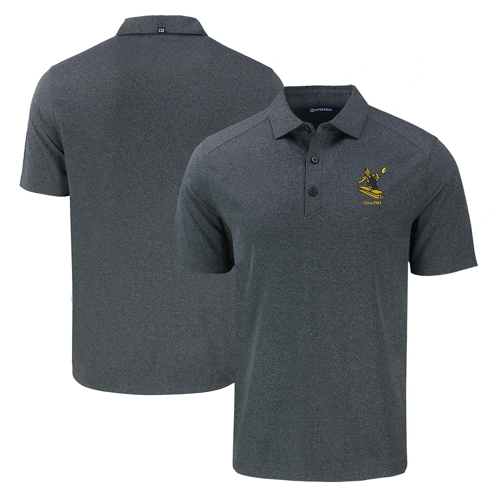 Men's Cutter & Buck Heather Black Pittsburgh Steelers Throwback Forge Eco Stretch Recycled Polo