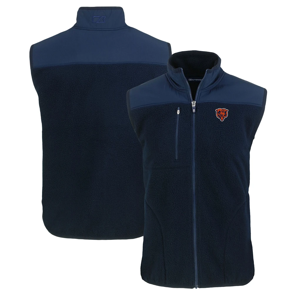 Men's Cutter & Buck Navy Chicago Bears Throwback Big Tall Cascade Eco Sherpa Fleece Full-Zip Vest