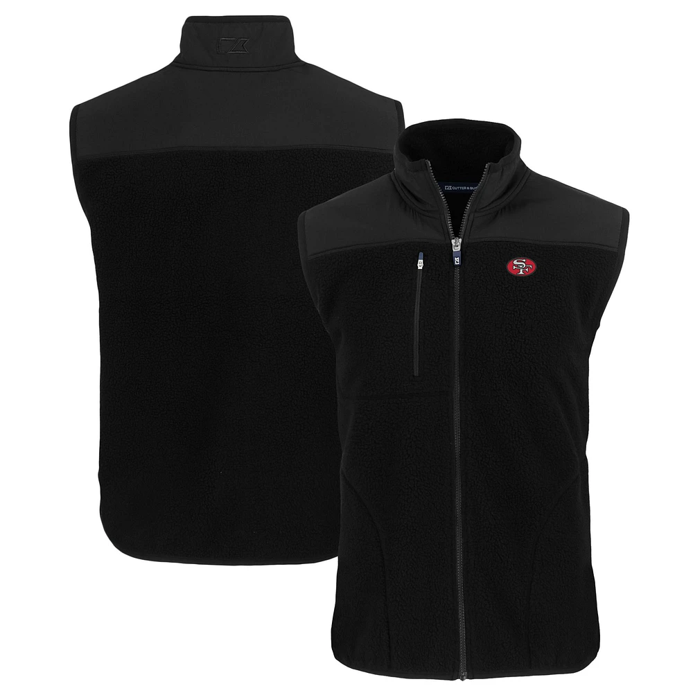 Men's Cutter & Buck Black San Francisco 49ers Throwback Big & Tall Cascade Eco Sherpa Fleece Full-Zip Vest