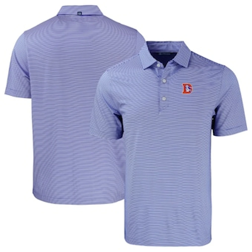 Men's Cutter & Buck Blue/White Denver Broncos Throwback Big & Tall Forge Eco Double Stripe Stretch Recycled Polo