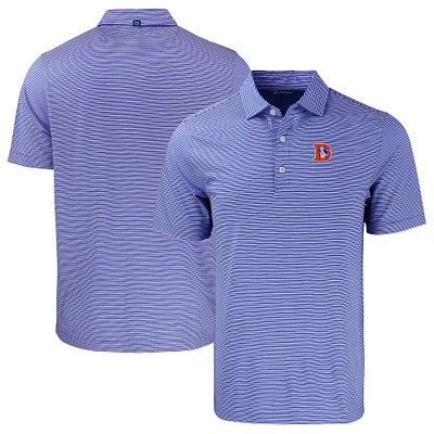 Men's Cutter & Buck Blue/White Denver Broncos Throwback Big & Tall Forge Eco Double Stripe Stretch Recycled Polo