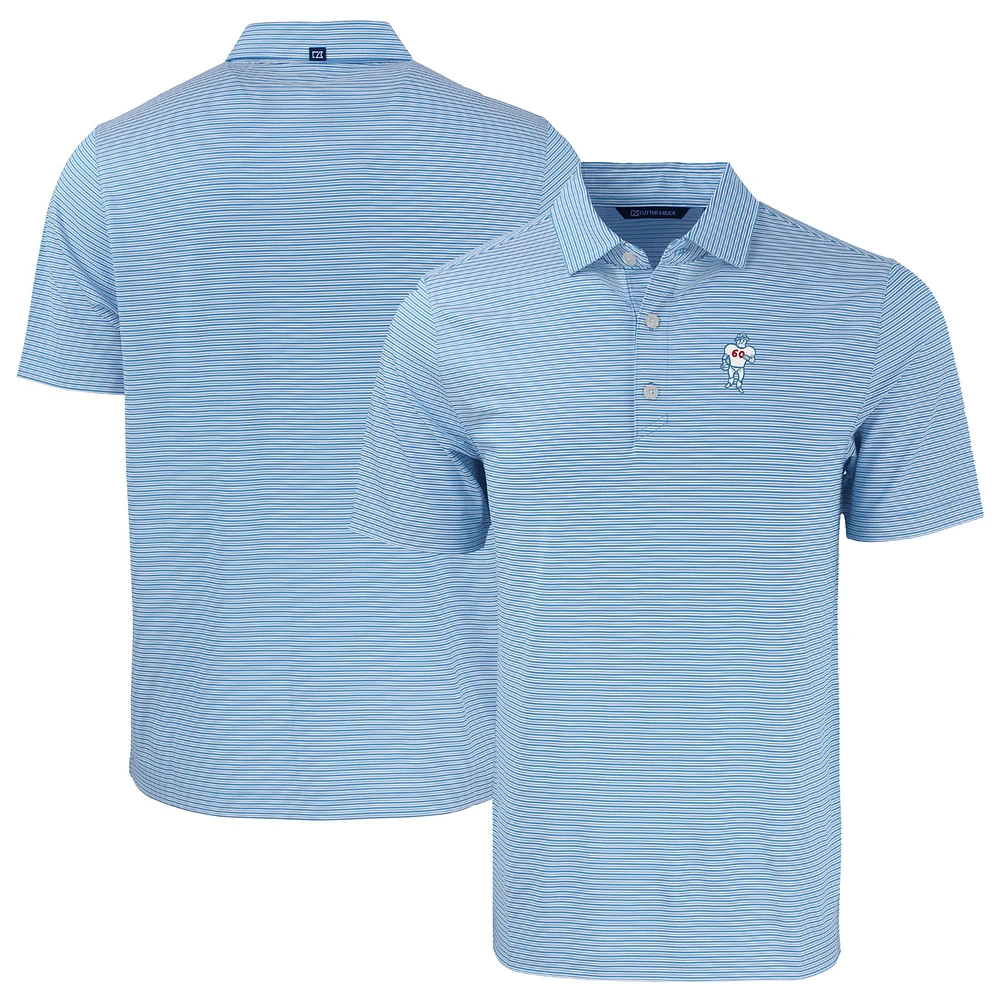 Men's Cutter & Buck Light Blue/White Houston Oilers Throwback Big Tall Forge Eco Double Stripe Stretch Recycled Polo