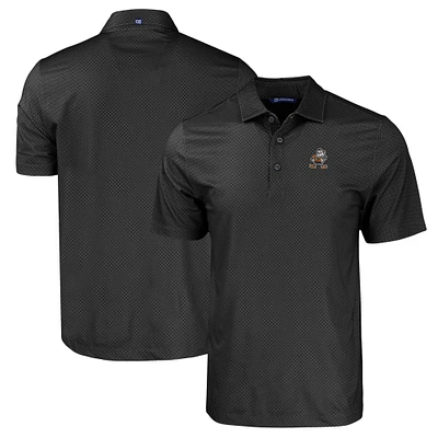Men's Cutter & Buck Black Cleveland Browns Throwback Big & Tall Pike Eco Tonal Geo Print Stretch Recycled Polo