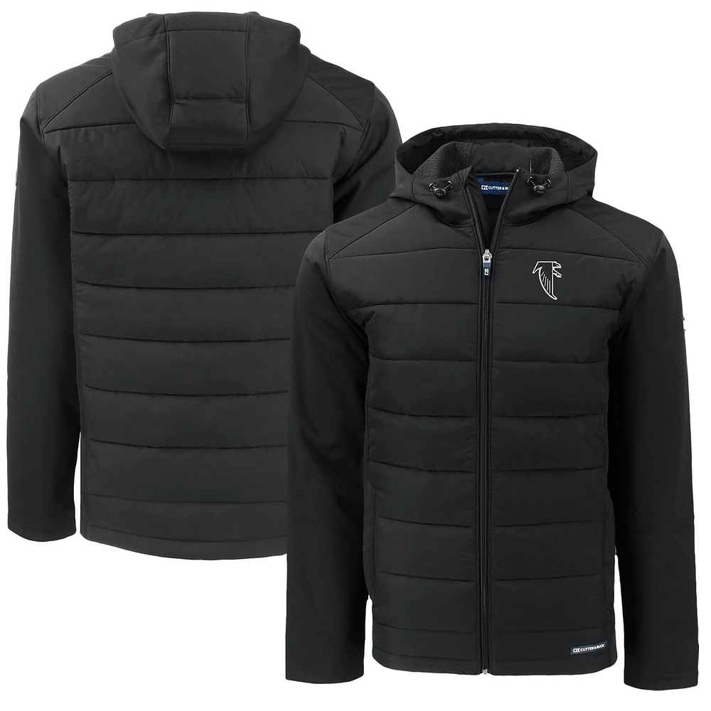 Men's Cutter & Buck Black Atlanta Falcons Throwback Big Tall Evoke Hybrid Eco Softshell Recycled Full-Zip Jacket