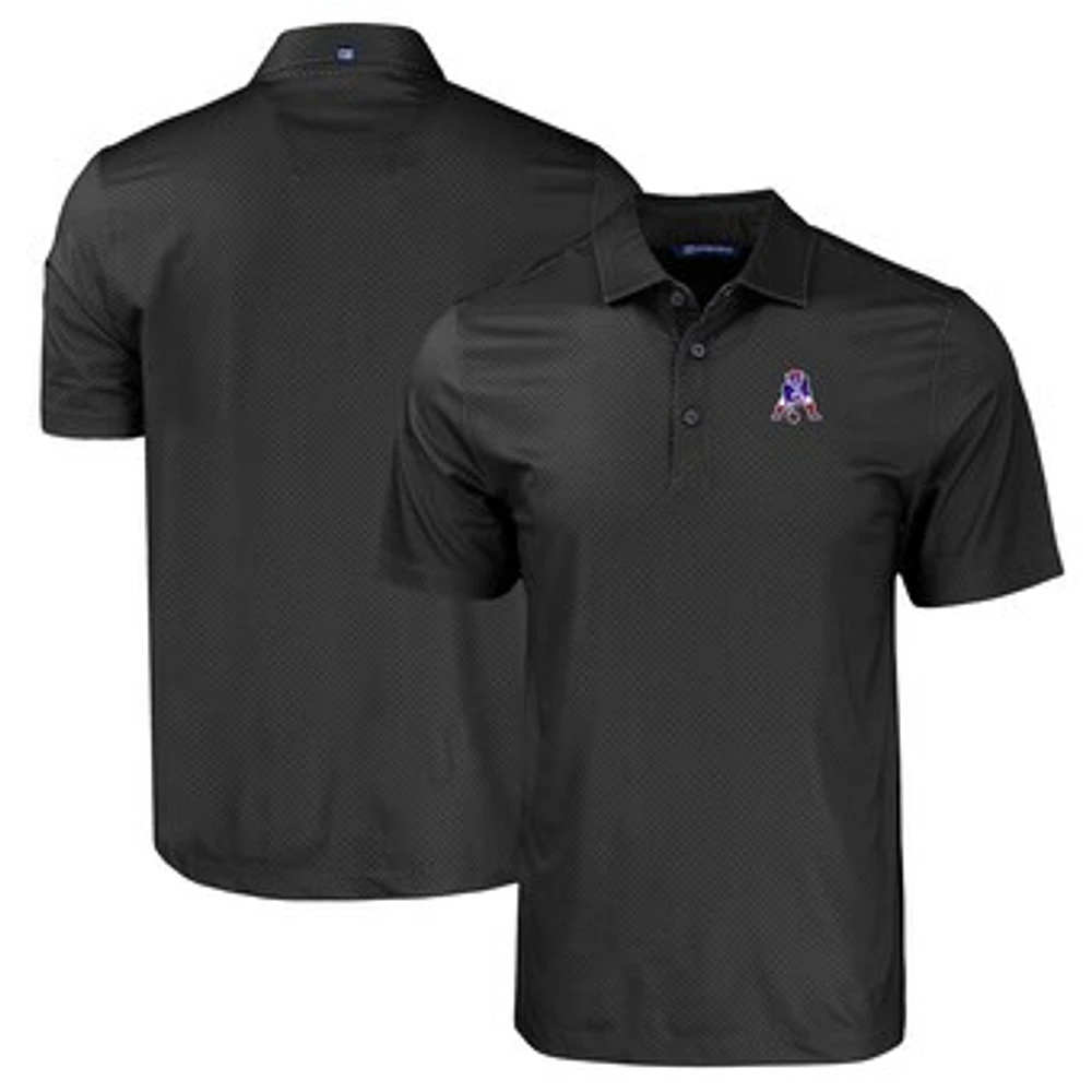 Men's Cutter & Buck Black New England Patriots Throwback Big & Tall Pike Eco Tonal Geo Print Stretch Recycled Polo