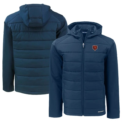 Men's Cutter & Buck Navy Chicago Bears Throwback Big Tall Evoke Hybrid Eco Softshell Recycled Full-Zip Jacket