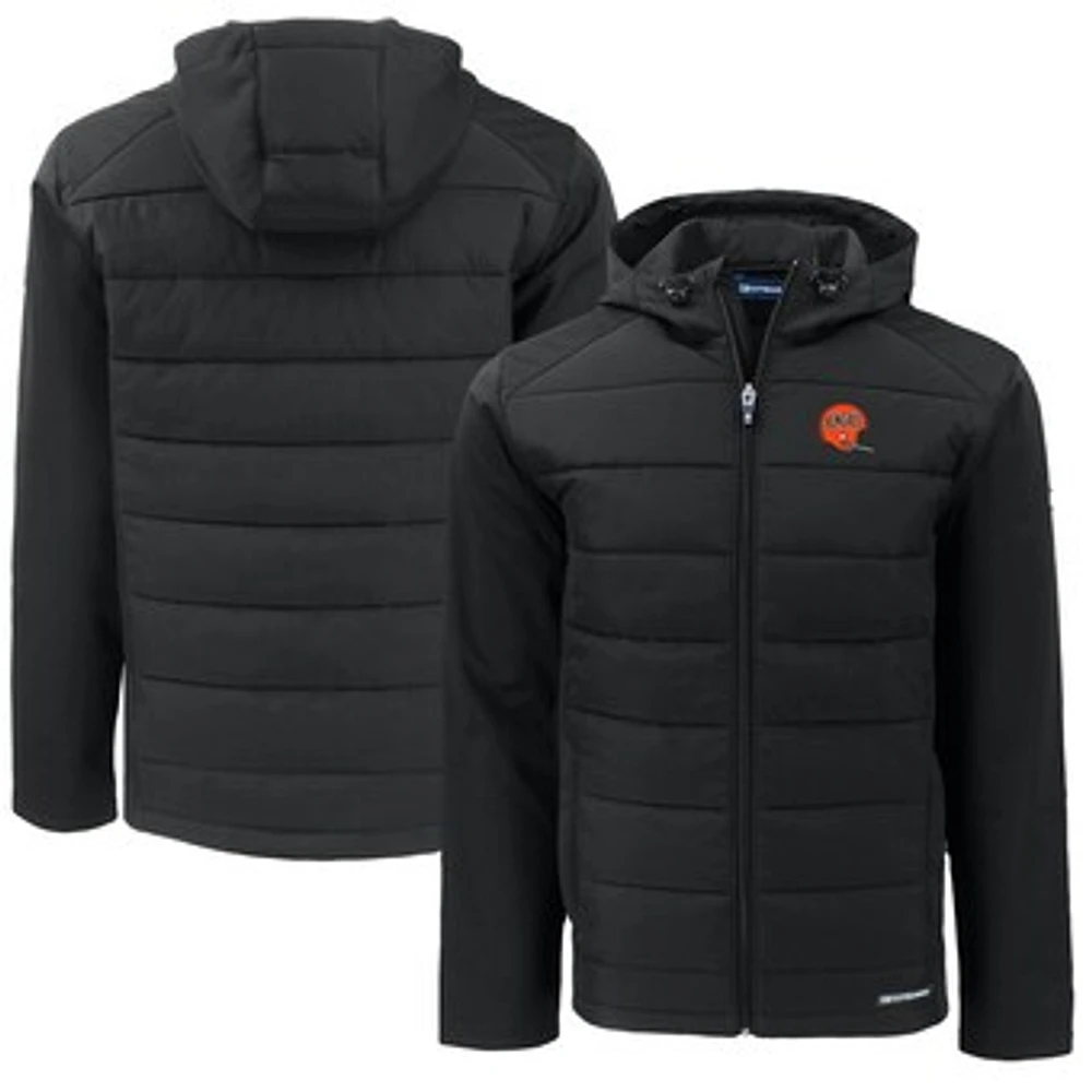 Men's Cutter & Buck Black Cincinnati Bengals Throwback Big Tall Evoke Hybrid Eco Softshell Recycled Full-Zip Jacket