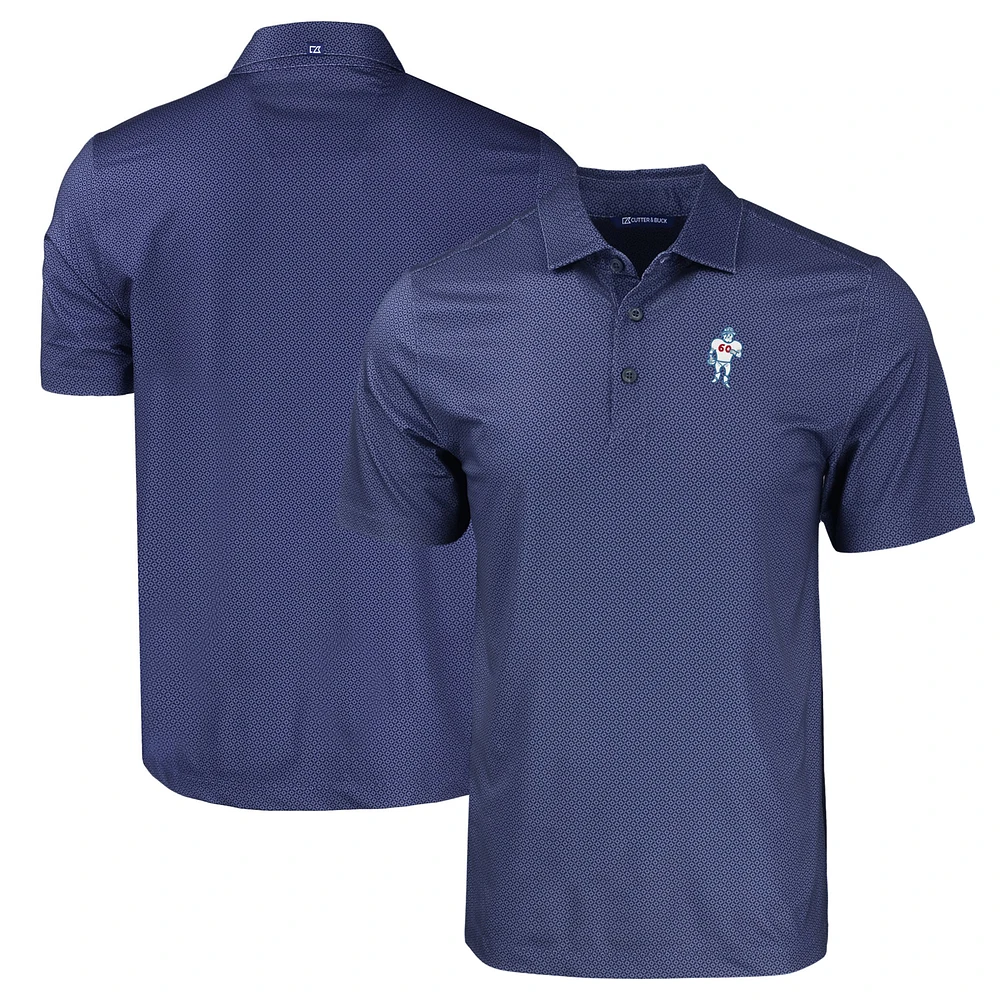 Men's Cutter & Buck Navy Houston Oilers Throwback Big Tall Pike Eco Tonal Geo Print Stretch Recycled Polo