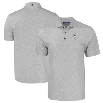 Men's Cutter & Buck Gray Houston Oilers Throwback Big Tall Pike Eco Tonal Geo Print Stretch Recycled Polo