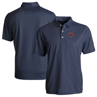 Men's Cutter & Buck Navy Chicago Bears Throwback Big Tall Pike Eco Symmetry Print Stretch Recycled Polo