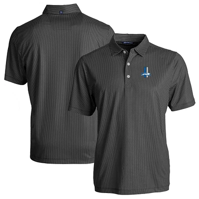 Men's Cutter & Buck Black Detroit Lions Throwback Big & Tall Pike Eco Symmetry Print Stretch Recycled Polo