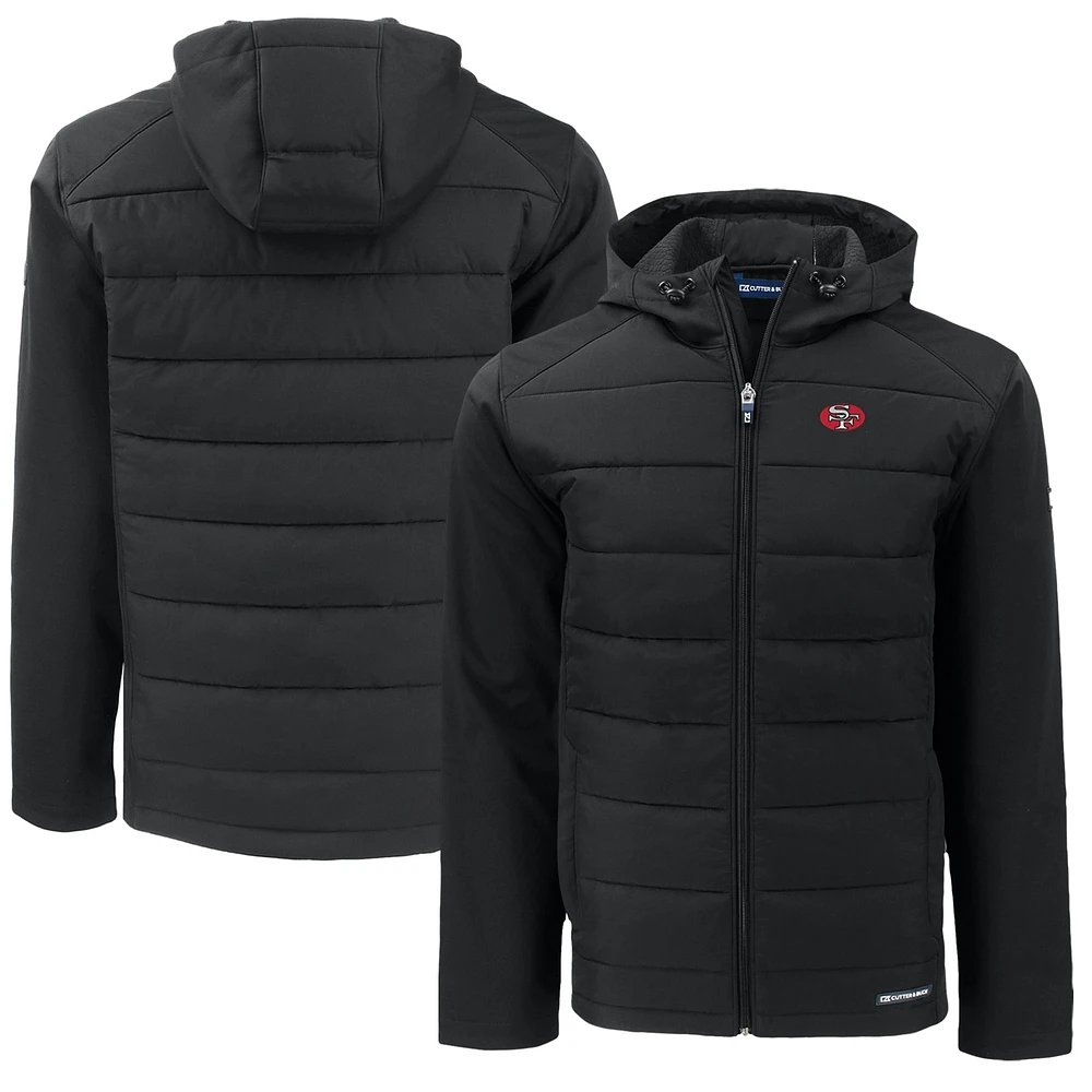 Men's Cutter & Buck San Francisco 49ers Throwback Big Tall Evoke Hybrid Eco Softshell Recycled Full-Zip Hoodie