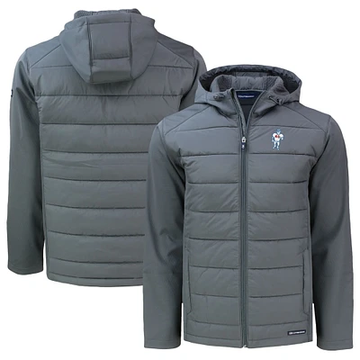 Men's Cutter & Buck Gray Houston Oilers Throwback Big Tall Evoke Hybrid Eco Softshell Recycled Full-Zip Jacket