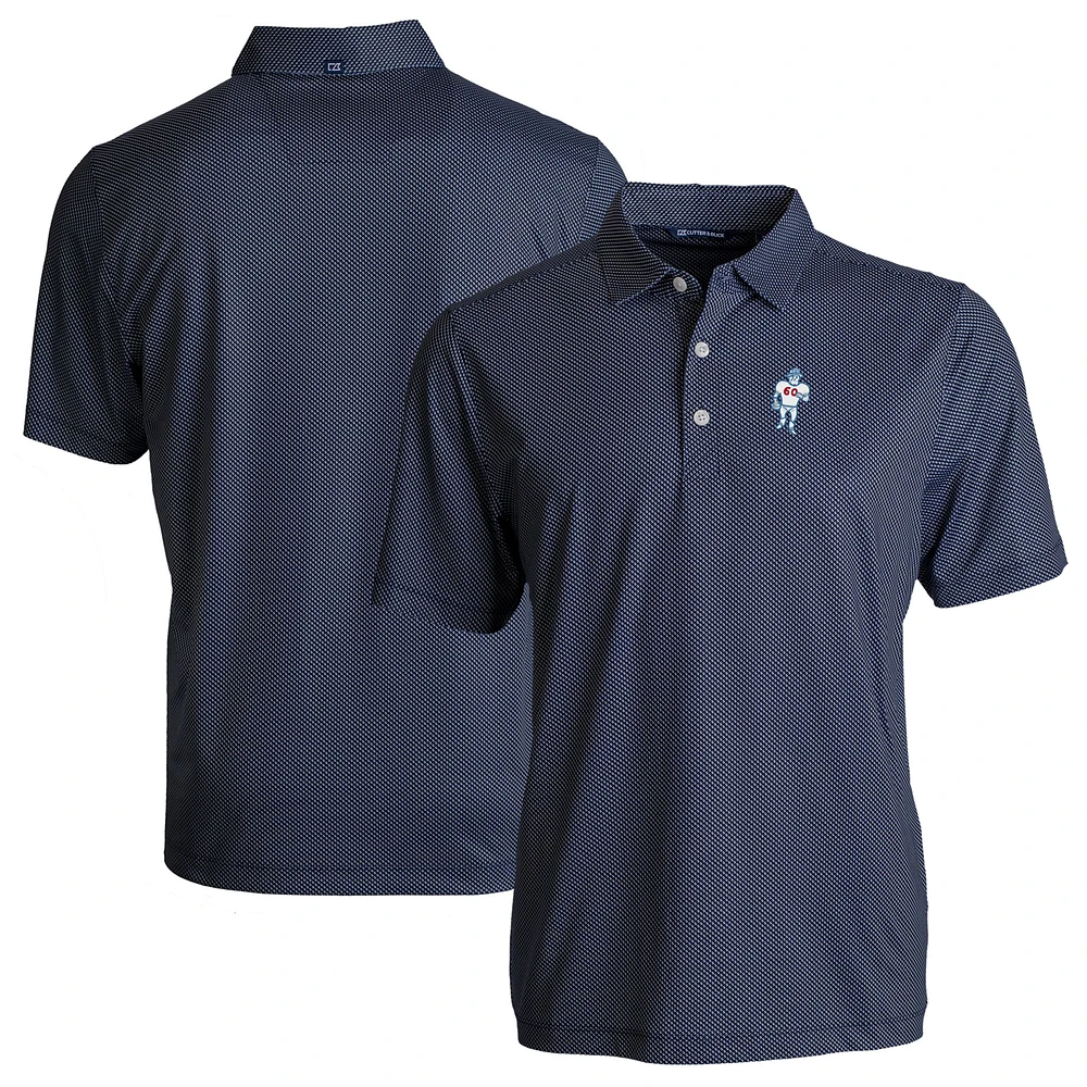 Men's Cutter & Buck Navy Houston Oilers Throwback Big Tall Pike Eco Symmetry Print Stretch Recycled Polo