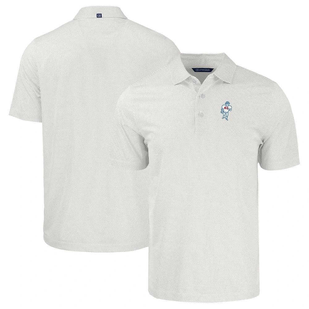 Men's Cutter & Buck White Houston Oilers Throwback Big Tall Pike Eco Symmetry Print Stretch Recycled Polo
