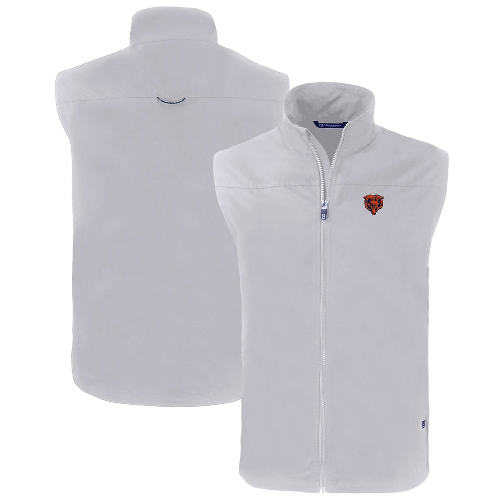 Men's Cutter & Buck Gray Chicago Bears Throwback Big & Tall Charter Eco Full-Zip Vest