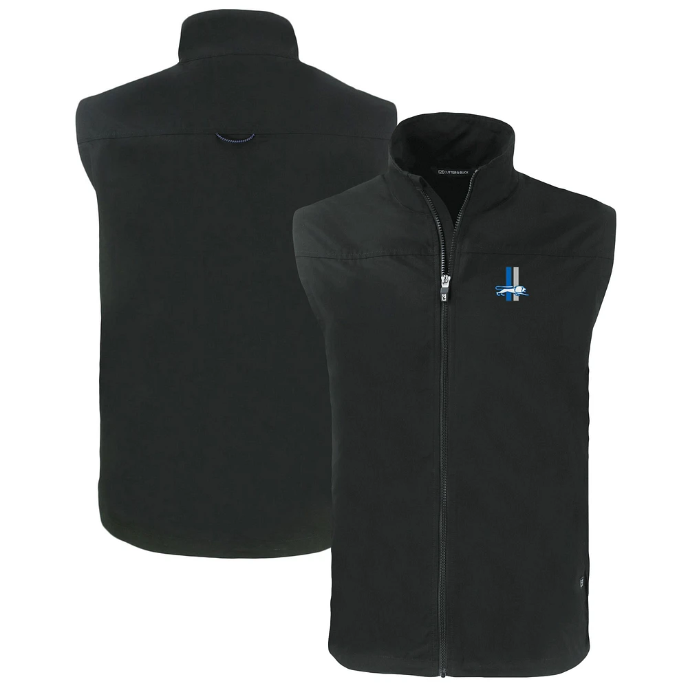 Men's Cutter & Buck Black Detroit Lions Throwback Big Tall Charter Eco Full-Zip Vest