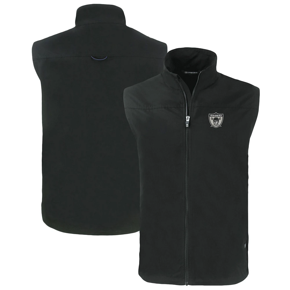 Men's Cutter & Buck Black Las Vegas Raiders Throwback Big & Tall Charter Eco Full-Zip Vest