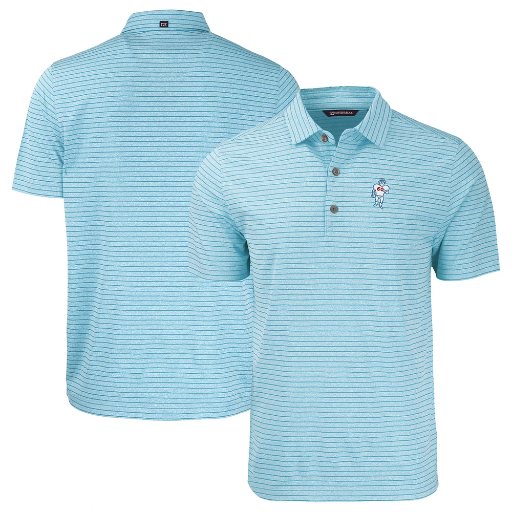Men's Cutter & Buck Light Blue Houston Oilers Throwback Big Tall Forge Eco Heather Stripe Stretch Recycled Polo