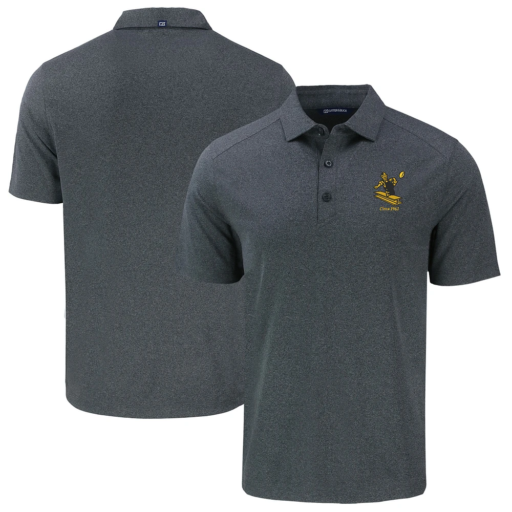 Men's Cutter & Buck Heather Black Pittsburgh Steelers Throwback Big & Tall Forge Eco Stretch Recycled Polo