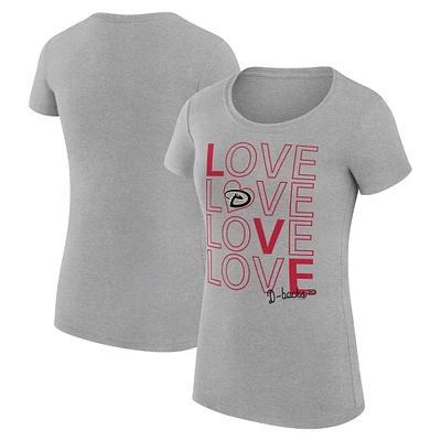 Women's G-III 4Her by Carl Banks Heather Gray Arizona Diamondbacks Super-Slim Fit Lightweight Love Graphic Team T-Shirt
