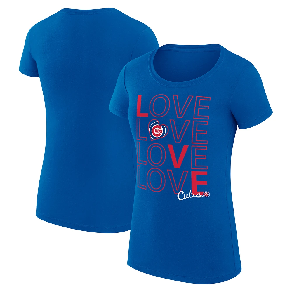 Women's G-III 4Her by Carl Banks Royal Chicago Cubs Super-Slim Fit Lightweight Love Graphic Team T-Shirt