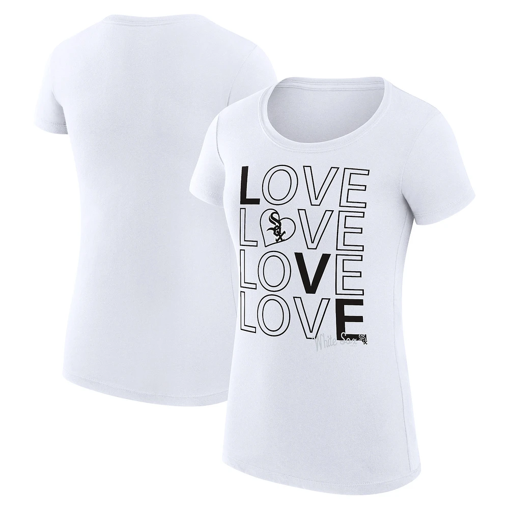 Women's G-III 4Her by Carl Banks White Chicago Sox Super-Slim Fit Lightweight Love Graphic Team T-Shirt