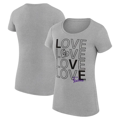 Women's G-III 4Her by Carl Banks Heather Gray Colorado Rockies Super-Slim Fit Lightweight Love Graphic Team T-Shirt