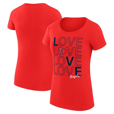 Women's G-III 4Her by Carl Banks Red Los Angeles Angels Super-Slim Fit Lightweight Love Graphic Team T-Shirt