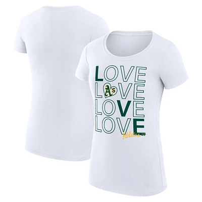Women's G-III 4Her by Carl Banks White Athletics Super-Slim Fit Lightweight Love Graphic Team T-Shirt