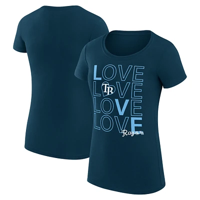 Women's G-III 4Her by Carl Banks Navy Tampa Bay Rays Super-Slim Fit Lightweight Love Graphic Team T-Shirt
