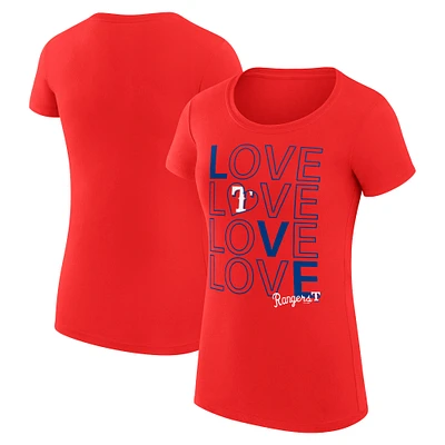 Women's G-III 4Her by Carl Banks Texas Rangers Super-Slim Fit Lightweight Love Graphic Team T-Shirt