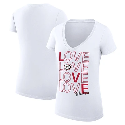Women's G-III 4Her by Carl Banks White Arizona Diamondbacks Super-Slim Fit Lightweight Love Graphic Team V-Neck T-Shirt