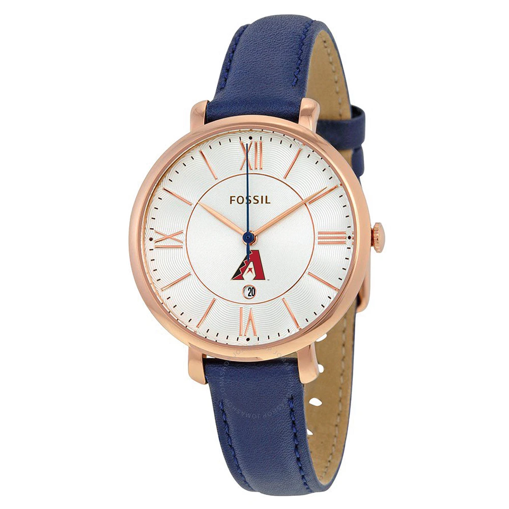 Women's Fossil Gold/Navy Arizona Diamondbacks Jacqueline Leather Watch