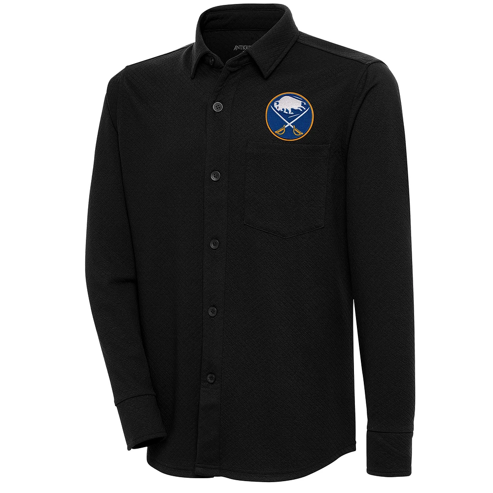 Men's Antigua Black Buffalo Sabres Streamer Button-Up Shacket