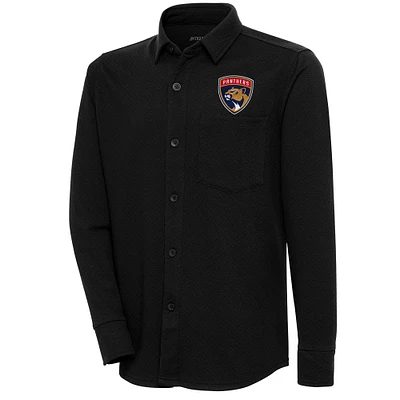 Men's Antigua Black Florida Panthers Streamer Button-Up Shacket